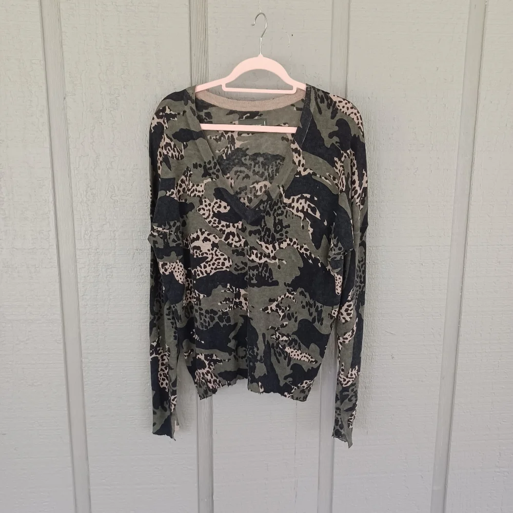 Zadig And Voltaire Brume Cp Cashmere Pullover Size M Camouflage Animal Printed - Picture 2 of 16